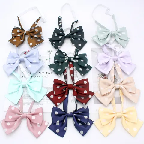 Women Cute Polka Dot Bow Tie JK Uniform Ribbon Bowknot College Style Casual Neckwear Fashion Accessories