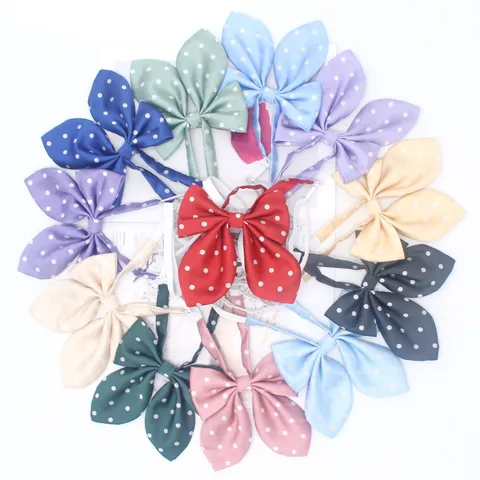 JK Uniform Polka Dot Rabbit Ear Bow Tie Cute Jacquard Polyester Ribbon Bowknot Necktie For Women School Girls Party Accessory