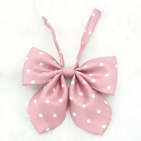 JK Uniform Polka Dot Rabbit Ear Bow Tie Cute Jacquard Polyester Ribbon Bowknot Necktie For Women School Girls Party Accessory