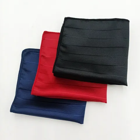 Men Pocket Square Polyester Jacquard Woven Suit Hanky Striped British Fashion Business Wedding Dress Pocket Square