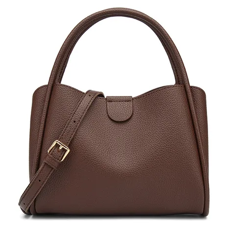 Bolso Saco de Cuero PU para Mujer Gran Capacidad Retro Casual Bolso de Hombro Bolso de Mano Color Sólido Moda Bandolera