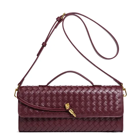 Women Woven PU Leather Shoulder Bag Fashion Trendy Accordion Handbag Casual Daily Crossbody Evening Bag