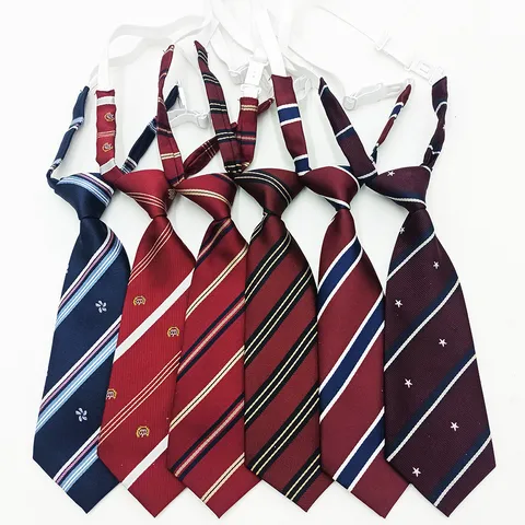 College Style Polyester Jacquard Striped Pre-tied Necktie Women Children JK Uniform Small Neck Tie Fashion Accessories