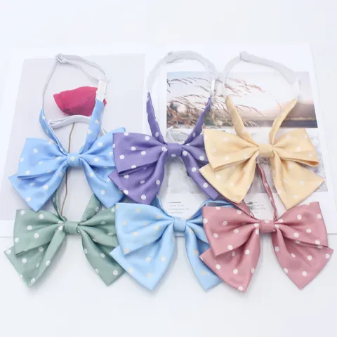 Korean Style JK Uniform Bow Tie Double Layer Polka Dot Bowknot Collar Flower Women Sailor Suit Fashion Neckwear