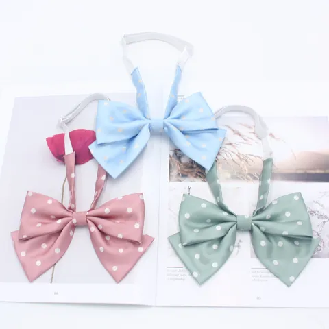 Korean Style JK Uniform Bow Tie Double Layer Polka Dot Bowknot Collar Flower Women Sailor Suit Fashion Neckwear