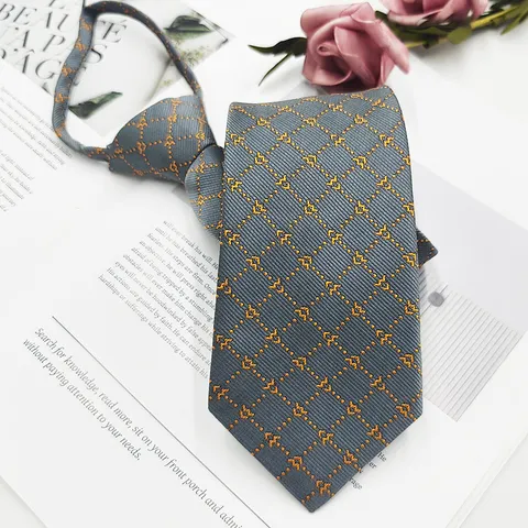 Men S Zipper Necktie Business Formal Striped Jacquard Tie Easy Pull Regular Width Polyester Neckwear For Office Wedding