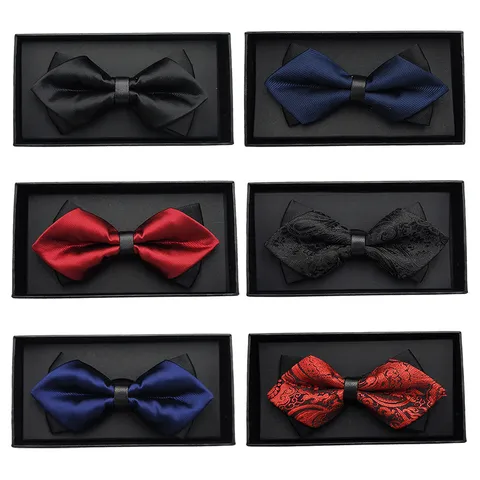 Men's Classic Jacquard Bow Tie British Style Wedding Business Suit Shirt Bowtie With Gift Box Packaging