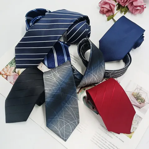 Men's Business Formal Tie Classic Striped Jacquard Necktie Polyester Wedding Office Neck Wear Accessory