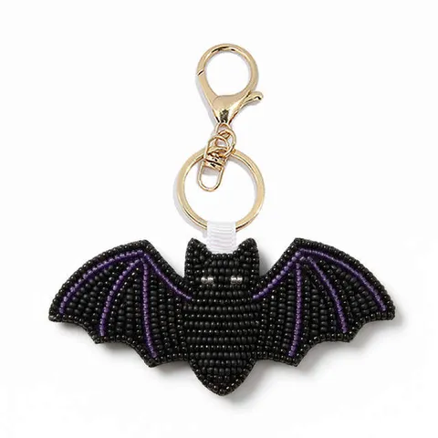 Halloween Seed Bead Keychain Vampire Bat Castle Witch Hat Cauldron Bag Pendant Cute Beaded Key Chain Holiday Gift