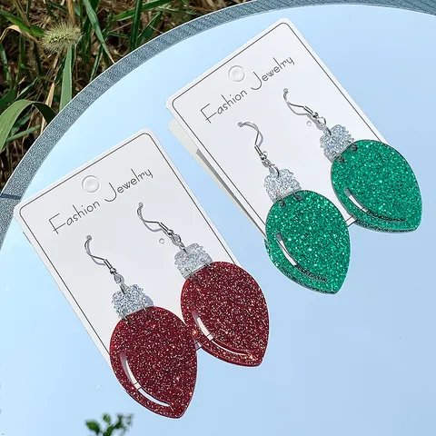 Kreative Glitzer Acryl Weihnachten Glühbirne Ohrhänger Handgefertigte Festival Urlaub Ohrringe Für Damen Party Schmuck Geschenk