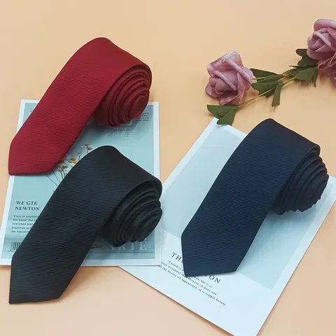 Men Business Casual Striped Necktie Narrow Jacquard Polyester Tie For Formal Suit Wedding Daily Wear