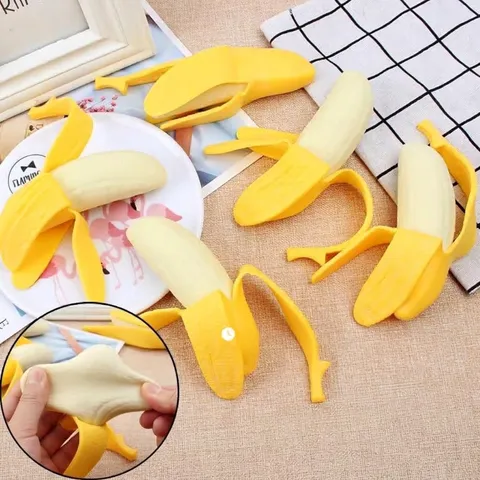 Kreative Banane Anti-Stress-Spielzeug Stressabbau Quetschspielzeug Simulation Frucht Streich Requisite Weiches Gummispielzeug