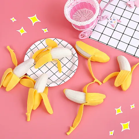 Kreative Banane Anti-Stress-Spielzeug Stressabbau Quetschspielzeug Simulation Frucht Streich Requisite Weiches Gummispielzeug