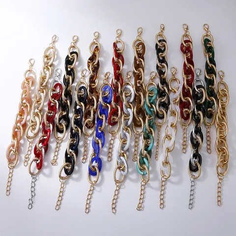 Vintage Legierung Acryl Leopardenmuster Chunky Gliederkette Armband Retro Geometrisch Mehrfarbig Mehrschichtig Spleißen Armband Für Damen Herren Schmuck Geschenk