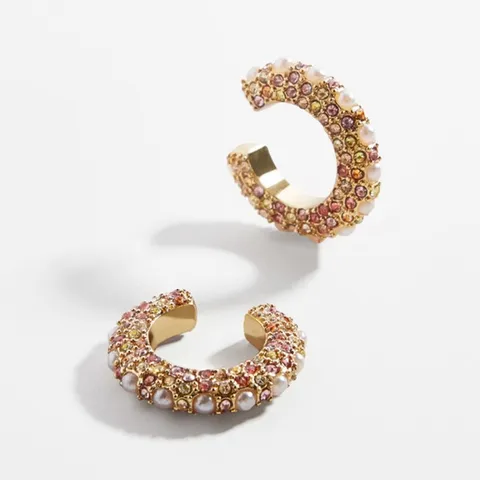 Retro Legierung Strass Künstliche Perle C Form Ohrclips Ohne Ohrloch Süß Cool Stil Ohrklemmen Für Damen Schmuck