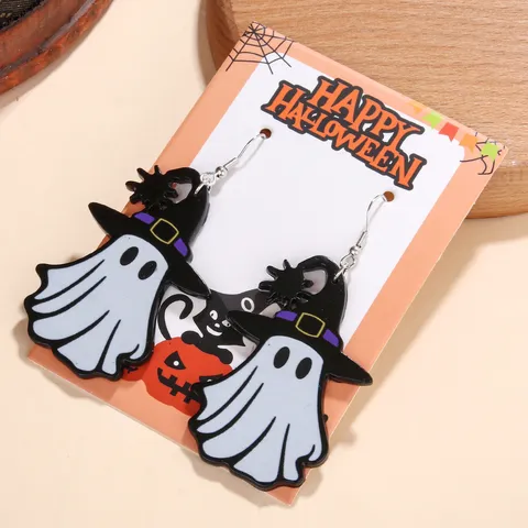 Halloween Acryl Ohrringe Kürbis Geist Schwarze Katze Hexenhut Gnom Hängeohrringe Für Damen Party Festival Schmuck Geschenk