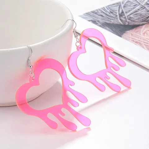 Acryl Herz Ohrhänger Damen Bunte Gradient Schmelzende Herz Ohrringe Trendiger Süßer Schmuck Valentinstag Geschenk
