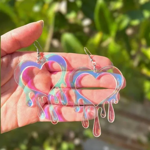 Acryl Herz Ohrhänger Damen Bunte Gradient Schmelzende Herz Ohrringe Trendiger Süßer Schmuck Valentinstag Geschenk