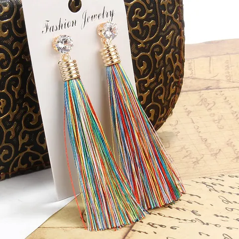 Böhmische Lange Quastenohrringe Für Damen Legierung Strass Hängeohrringe Vintage Ethnischen Stil Fransen Ohrringe Schmuck Geschenk