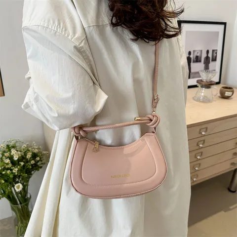 Womens Fashion PU Leather Saddle Bag Minimalist Solid Color Crossbody Bag Versatile Shoulder Handbag Daily Commuting Purse