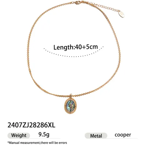 Collana Con Ciondolo in Madreperla Naturale di Rame Vintage Francese Girocollo in Strass a Stella di Lusso Placcato Oro da Donna
