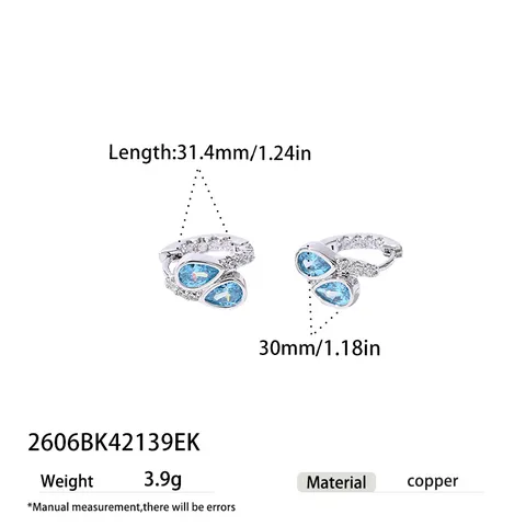 Lussuosi Orecchini a Bottone in Zirconia Blu Mare Taglio a Rosa da Donna Eleganti Orecchini con Strass a Forma di Iris Gioielli di Moda