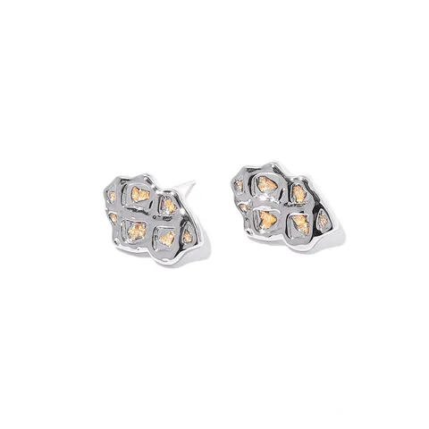 Orecchini a Bottone in Rame Multicolore Strass di Nicchia Con Perno in Argento Sterling 925 Orecchini Geometrici Stella Foglia d'Oro da Donna
