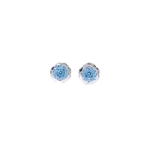 Lussuosi Orecchini a Bottone in Zirconia Blu Mare Taglio a Rosa da Donna Eleganti Orecchini con Strass a Forma di Iris Gioielli di Moda