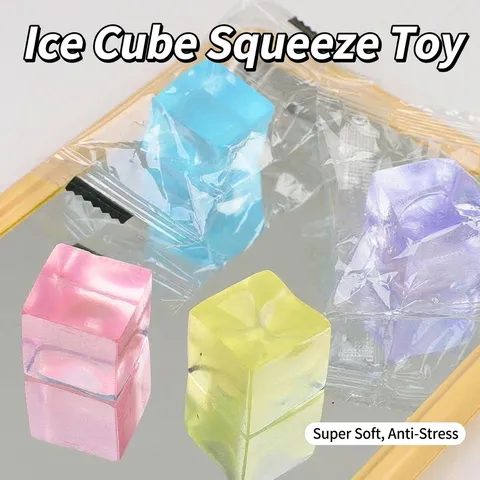 Giocattolo Squishy a Cubetto di Ghiaccio Colore Macaron Antistress Cubo Trasparente Riempito di Maltosio Per Bambini Adulti Ufficio