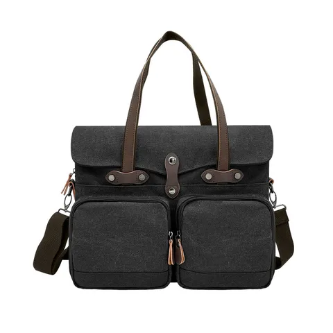 Vintage Canvas Crazy-Horse-Leder Aktentasche Für Herren Große Kapazität Laptop Messenger Bag Reise Kameratasche Schultertasche