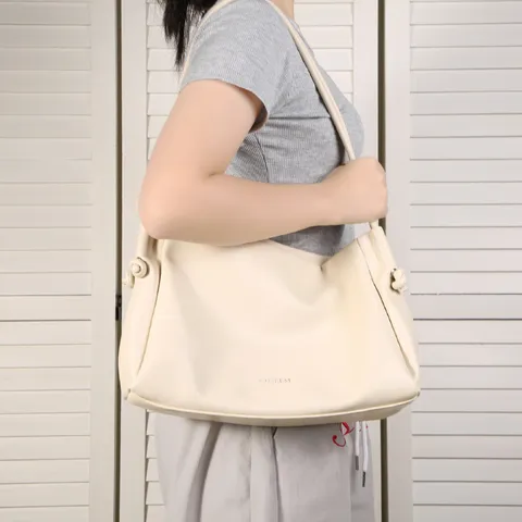 Sac à Épaule en Cuir PU Mode pour Femmes Sac sous le Bras Grande Capacité Avec Détail de Nœud Latéral Sac à Main Polyvalent