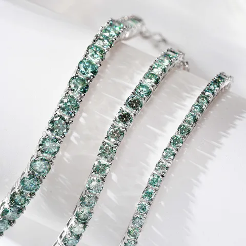 Bracciale Tennis in Moissanite Colorata in Argento Sterling 925 GRA per Donna Unisex Bracciale con Pietre Preziose Taglio Rotondo Gioielli