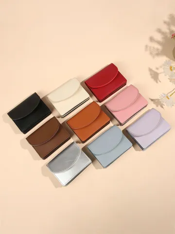Porte-cartes en Cuir PU pour Femmes Style Coréen Couleur Unie Petit Portefeuille Avec Plusieurs Emplacements Grande Capacité Pour Le Quotidien