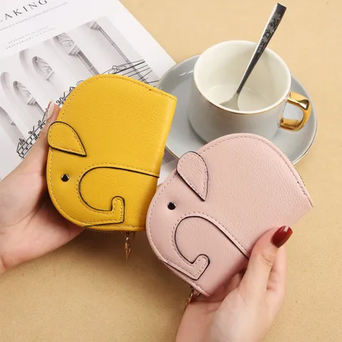 Porte-Cartes Créatif Japonais Éléphant en Cuir PU pour Femmes Grande Capacité Accordéon Multi-Fentes Portefeuille Mini Porte-Monnaie Imperméable