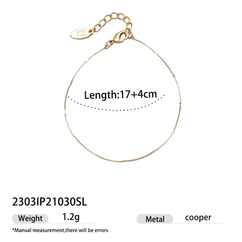 Bracciale Minimalista in Rame a Catena Figaro per Donna Placcato in Oro Platino Catena a Chicco di Caffè Gioielli Regalo