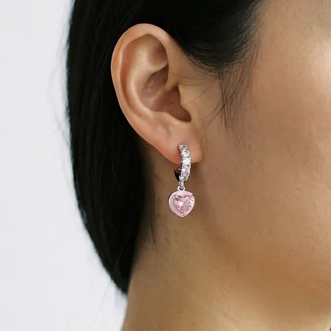 Orecchini Pendenti in Smalto a Blocchi di Colore Con Perno in Argento Sterling 925 Rame Strass Cuore Stella Geometrici per Donna