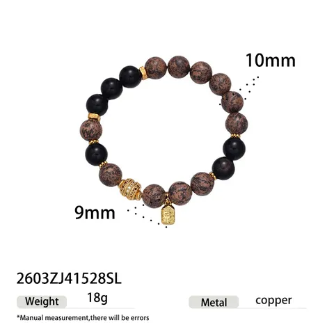 Bracciale di Perline in Pietra Naturale in Nuovo Stile Cinese per Donna Agata Citrino Ossidiana Perle di Incenso Rame Braccialetto Etnico Gioielli