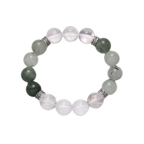 New Chinese Style Natural Stone Beaded Bracelet With Star Pendant Garnet White Crystal Green Rutilated Quartz Women Jewelry