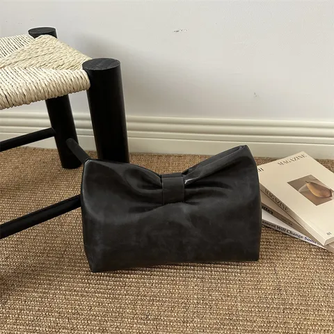 Bolso de Mano Plisado Elegante Nube Diseño Lazo Cuero PU Bolso de Noche Chic Cartera para Banquetes Fiesta Mujeres