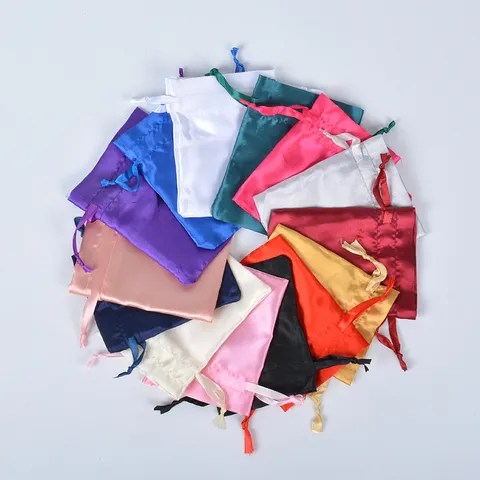 Bolsas de Regalo de Satén con Cordón para Embalaje de Joyas Bolsa con Aspecto de Seda para Recuerdos Boda Fiesta Bolsas de Dulces Color Sólido