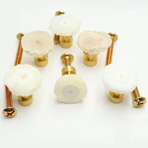 Natural Agate Stone Sunflower Cabinet Door Pull Brass Handle Nordic Luxury Drawer Pulls Furniture Hardware