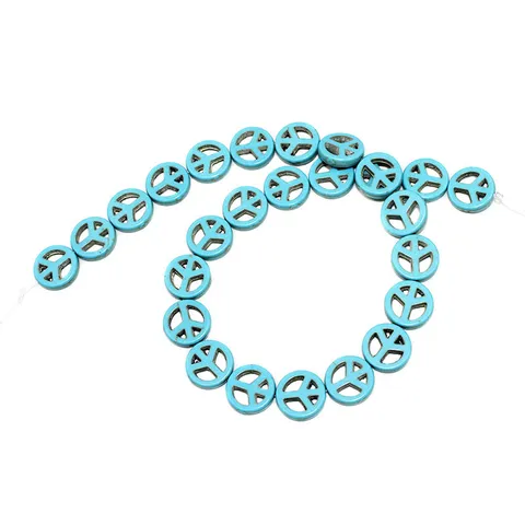Synthetic Turquoise Peace Symbol Round Pendant DIY Necklace Clothing Accessories
