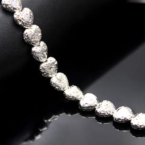 DIY Vulkanstein Herz Lose Perlen Galvanisierter Natur Lava Stein Armband Schmuck Zubehör Herstellung Handwerk Zubehör