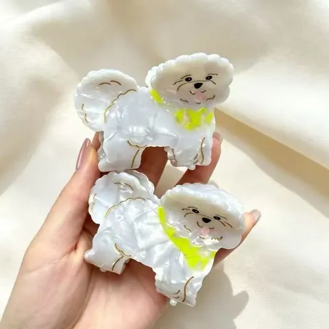 Süße Essigsäure-Platte Teddyhund Haarkralle Für Damen Mode Cartoon Welpe Hochsteckfrisur Haarklammer Dekorativer Kopfschmuck Geschenk