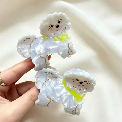 Süße Essigsäure-Platte Teddyhund Haarkralle Für Damen Mode Cartoon Welpe Hochsteckfrisur Haarklammer Dekorativer Kopfschmuck Geschenk