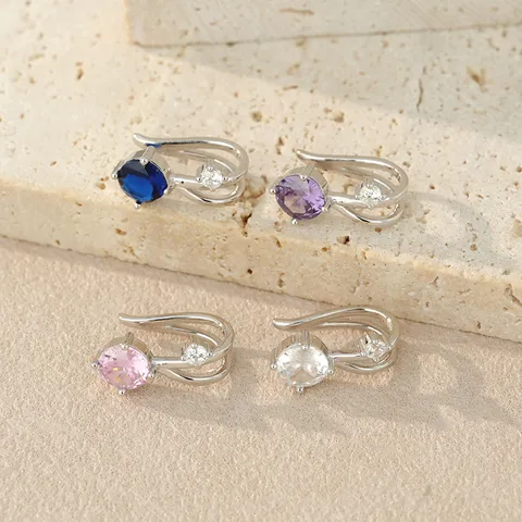 Auricolare in Argento Sterling 925 per Donna Zirconia Geometrico Clip per Osso Auricolare Gioiello di Moda