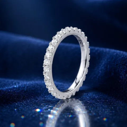 Bague Alliance Complète en Argent Sterling 925 Moissanite Luxe Pavé Bijou Mode Cadeau Pour Femmes