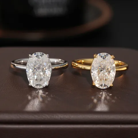 Bague en Moissanite Argent Sterling 925 Coupe Ovale Diamant Créé Bague de Fiançailles Bijoux de Mariage de Luxe Pour Femmes