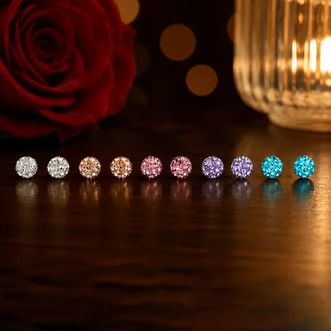 Pendientes de Botón de Bola de Plata de Ley 925 con Diamantes de Imitación Joyería Geométrica Brillante para Mujer