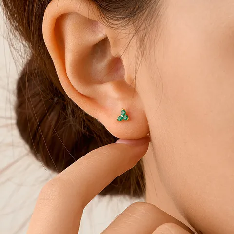 Pendientes de Botón Triángulo de Plata de Ley S925 Mujer Hombre Strass de Colores Incrustados Joyería Geométrica Pequeña